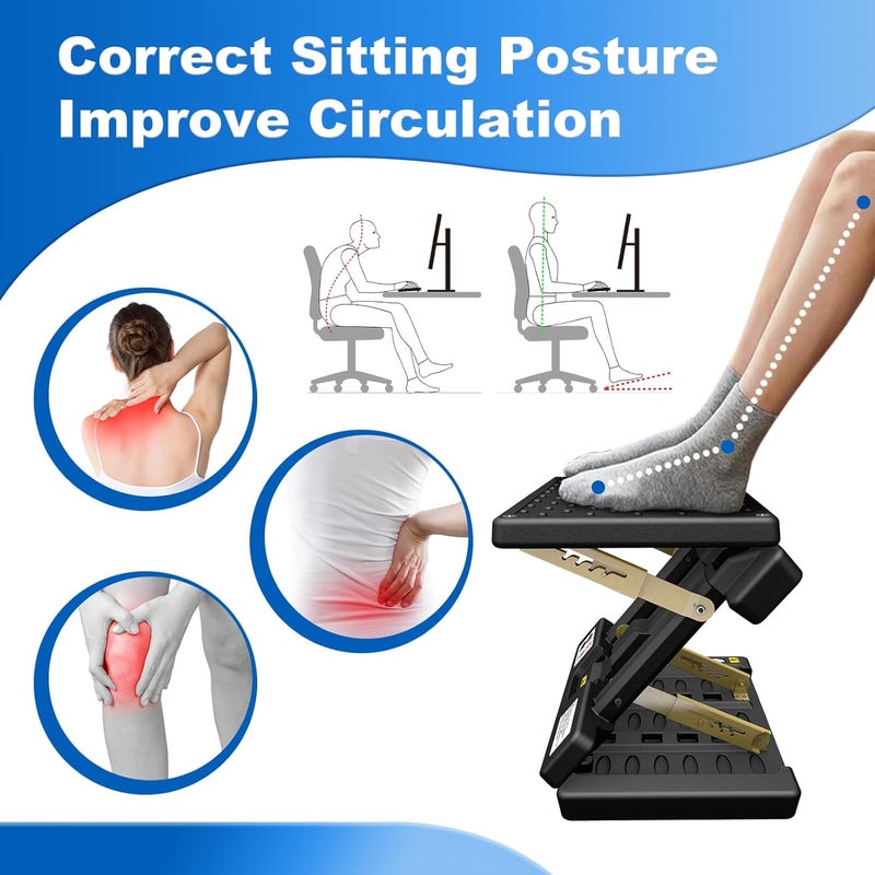 Arejonner Foldable Foot Rest, Computer Foot Rest Under Desk, 12Modes Adjustable Ergonomic for Office, Loading Capacity 80 pounds, Removable EVA Cushion, Black - Image 3